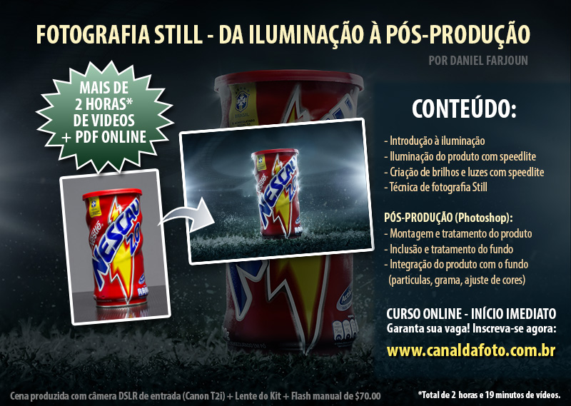 Curso de fotografia, iluminação e pós-produção no photoshop